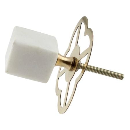 White Stone Square Dresser Knobs